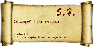 Stumpf Hieronima névjegykártya